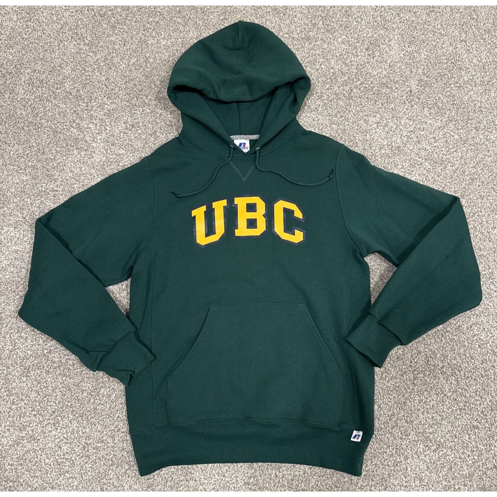 Russell Athletic UBC University of British Columbia Hoodie Green Yellow Size S
